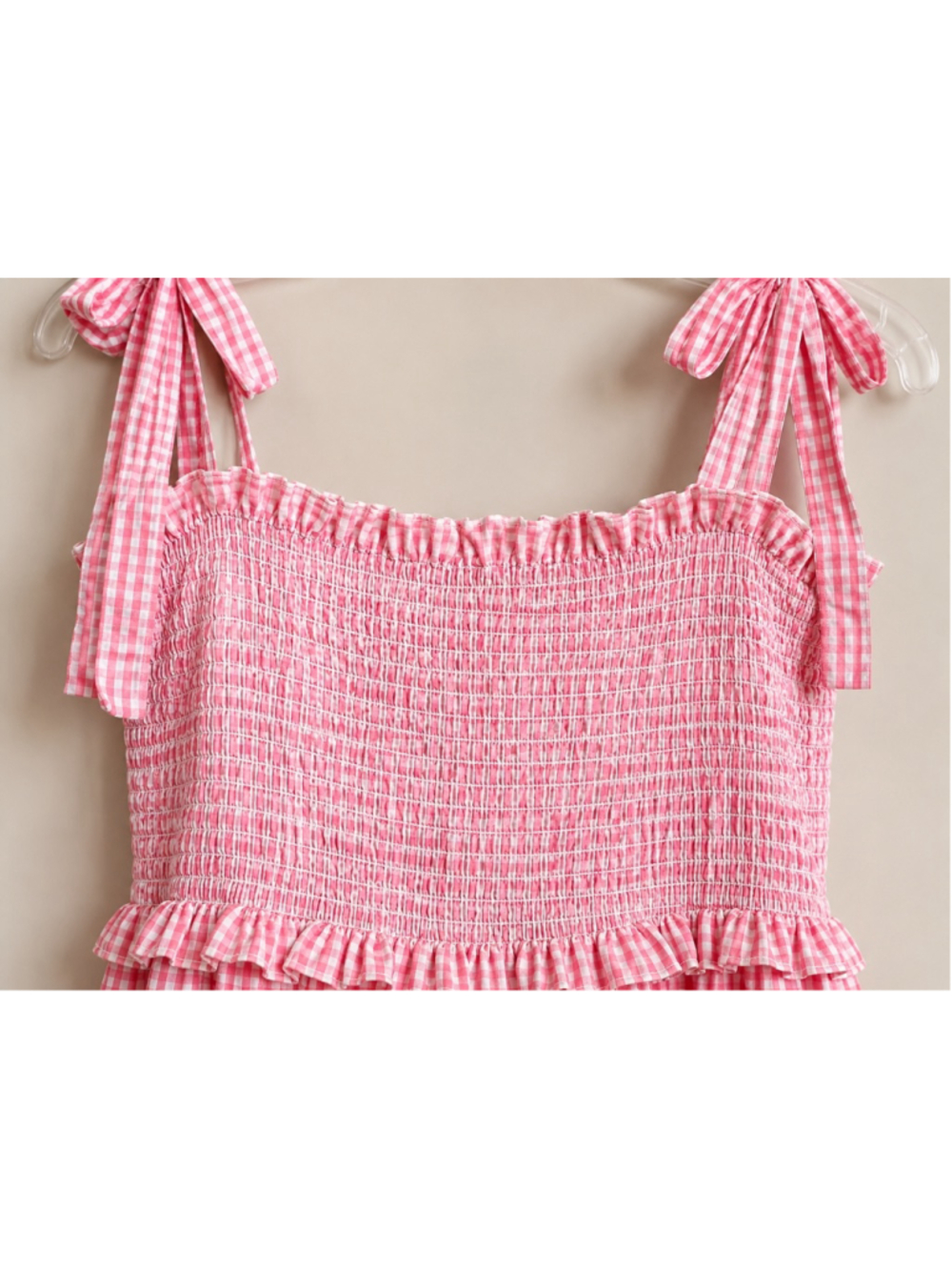 Simply Southern Pink White Gingham Seersucker Smocked Tiered Maxi Dress XXL Plus - Picture 6 of 10